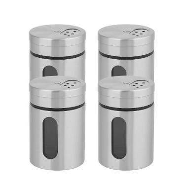 Imagem de Kit 4 Porta Condimentos Inox 100ml Paliteiro - CAMP HOME
