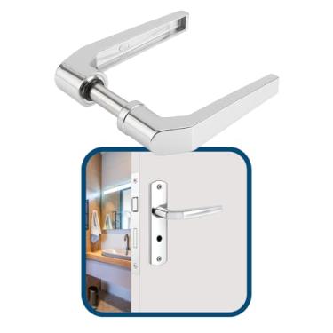 Imagem de Maçaneta Alavanca Avulsa Universal Reposição Soprano Popline para Fechadura Externa Interna Banheiro Porta Madeira Ferro