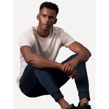 Imagem de Calça Calvin Klein Jeans Masculina Moletom CK Bordado Azul Marinho, L/