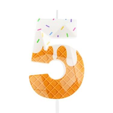 Imagem de Hongplus Sweet 5th Birthday Candle Ice Cream Number 5 Candle for Birthday Cake Girls 5th Birthday Party Candle Macaron Cake Decoration Macaron Donut Birthday Party Decoration Supplies Favors Gifts