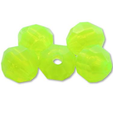 Imagem de (10mm, Hazy Chartreuse) - Faceted Acrylic Plastic Beads - Made in USA