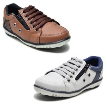 Imagem de Kit 2 Sapatênis Infantil Casual Fechamento Elástico e Zíper-Masculino