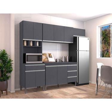 Imagem de Cozinha Com Balcão E Tampo 120 Cm Andréia Ambiente Cinza Fosco - Ajl