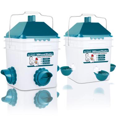 Imagem de Conjunto de comedouro e bebedouro de galinha, alimentador de frango suspenso de 9 kg e bebedouro automático de galinhas de 9 galões para galinhas, patos, pombos e codorniz