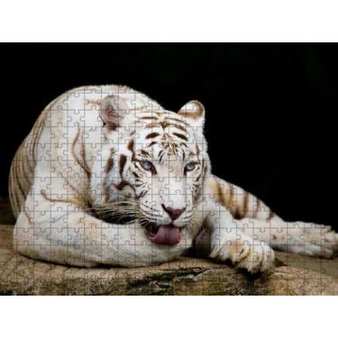 Imagem de Quebra-Cabeça Tigre Branco Inclusivo 300 peças em MDF - Coleção TEA & 