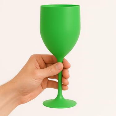 Imagem de Kit 100 Taças De Vinho De Acrílico Cristal 260ml Drinks Premium Festas, Tinto, Suave, Seco (Verde)