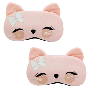 Imagem de Kit 2 Máscaras de Dormir Relaxante para os Olhos com Gel para Compressa Fria e Quente (Rosa Lacinho)