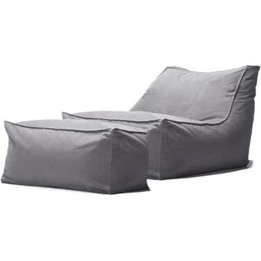 Imagem de Sxbcya Outdoor Impermeável Oxford Chaise Louge Pouf Cover O Filler Garde Beach Camp Sofá-cama Puff Salo Ottoma, Light Gray, Empty cover