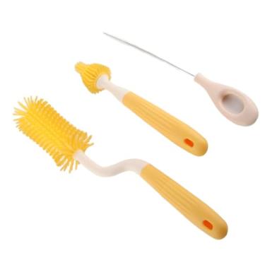 Imagem de Generic Escova para Meninos para Crianças, Escova de Palha Elástica de Grau de Comida para Bebês, Rotação de 360 ​​°, Cerdas Macias, Cabeça Removível para Crianças, Copo de (Amarelo)