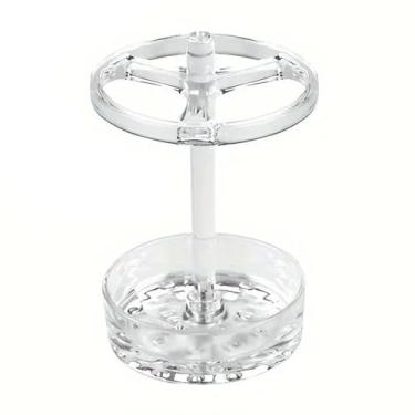 Imagem de 1 suporte de escova de dentes de plástico com base redonda suporte vertical multifuncional para escova de dentes para caneta, pincel de maquiagem, suporte de armazenamento organizador para banheiro