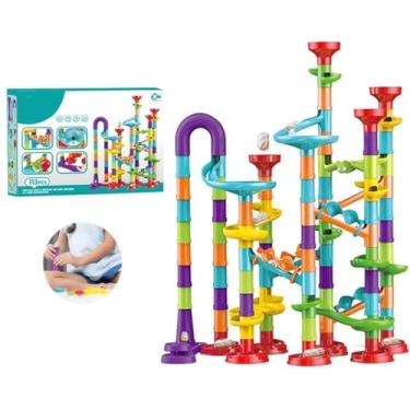 Imagem de Brinquedo Blocos Montar Pista Grande Tubo C/Bolinhas 113 Pc