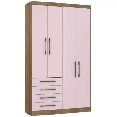 Imagem de Guarda-roupa Modulado 134,5cm 4 Portas 4 Gavetas Paris Luciane, Avelã/