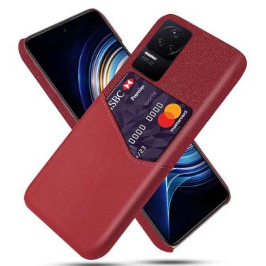 Imagem de Capa para Xiaomi Redmi K50 PRO,Tela e tampa de couro PU,Antideslizante,360°cobertura completa à prova de choque com 1 slot de cartão atrás,Prevenção de queda-Red