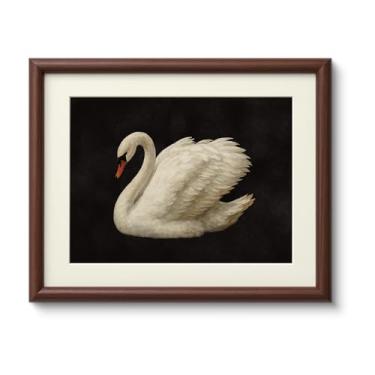 Imagem de InSimSea Arte de parede em tela emoldurada marrom, arte vintage pequena, 28 x 35 cm, impressões de pinturas de cisne retrô, decoração de prateleira de animais do campo para sala de jantar corredor
