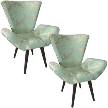 Imagem de Kit Duas Poltronas Decorativa Elegance 69 Tiffany com Dourado - Sua Ca