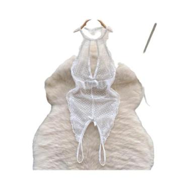 Imagem de Body de Renda Cinza Sexy - Sem Alças, Mangas e Costas - Lingerie Femin