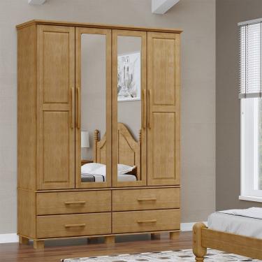 Imagem de Guarda Roupa Bipartido 4 Portas e 4 Gavetas Linha Ouro Madeira Maciça 2252FN Freijó Finestra