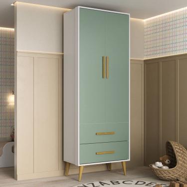 Imagem de Guarda-roupa Infantil Encanto Espresso Móveis Branco/Verde