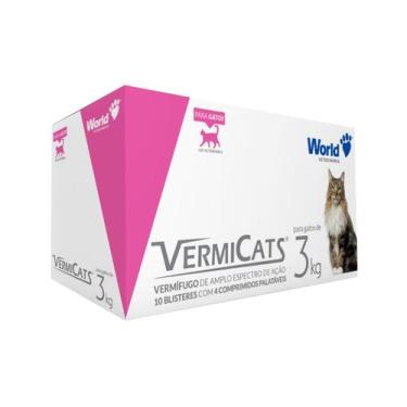 Imagem de Vermifugo P/ Gatos 3kg Vermicats 600mg World 40 Comprimidos