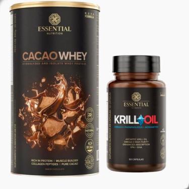 Imagem de Kit Cacao Whey Protein 450g + Krill Oil 60 Cáps Essential - Essential 