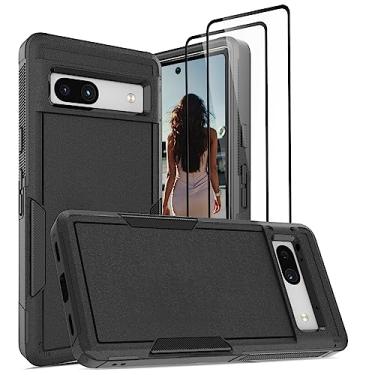 Imagem de Jeylly Capa para Google Pixel 7A, capa Pixel 7A e pacote com 2 protetores de tela de vidro temperado, proteção resistente à prova de choque, antiarranhões, capa de telefone resistente para Google Pixel 7A, preta