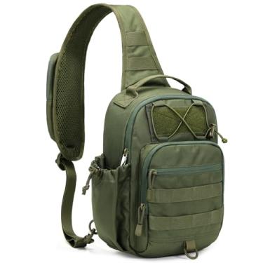 Imagem de HALOVIE Bolsa tiracolo tática antifurto RFID, bolsa de ombro militar com pacote de telefone, bolsa tiracolo EDC Molle para homens, Verde militar, 30x21x13cm (11.8x8.3x5.1in)