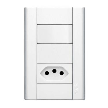 Imagem de Interruptor Simples 20A 4X2 1 Tecla E Tomada Branco Modulare