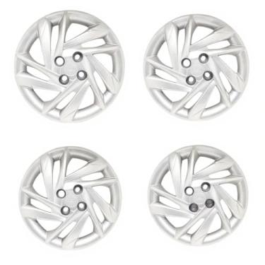 Imagem de Kit 4 Calota Aro 15 Compatível c/Roda HB20 Etios Yaris Versa March - Prata