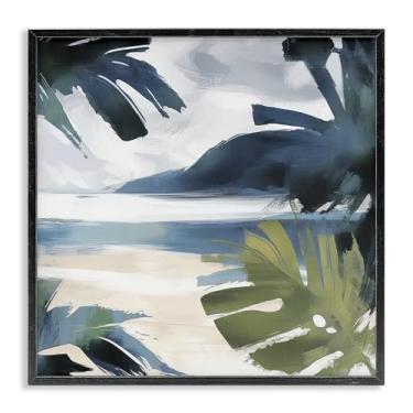 Imagem de Stupell Industries Beachy Tropical Vibes Design de arte giclée emoldurado preto por Elara Yasna, 17 x 17