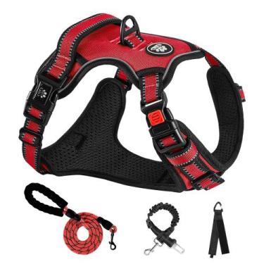 Imagem de Arnês para cães NESTROAD No Pull, colete Oxford ajustável vermelho XL