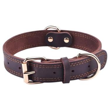 Imagem de Coleira de cachorro DAIHAQIKO de couro genuíno resistente para cães