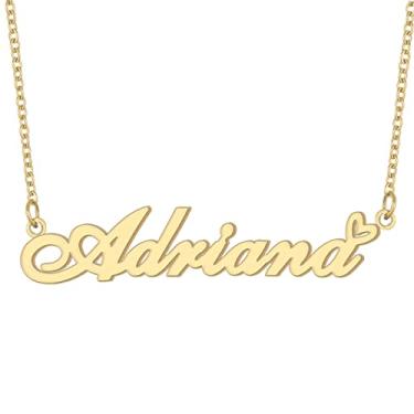 Imagem de Colar com nome personalizado, banhado a ouro 18 quilates, pingente de coração de amor fofo para mulheres e meninas, Metal, aço inoxidável