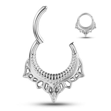 Imagem de Twolobes Anéis de nariz, 1 peça 16G/8 mm aço inoxidável cirúrgico flor septo argola joia clicker cartilagem brinco articulado segmento daith piercing, 0G(8mm), Aço inoxidável, Sem Pedra Preciosa