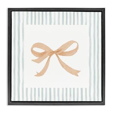 Imagem de Stupell Industries Design de arte de parede em tela flutuante com laço chique com borda listrada preta por PATRICIA PINTO, 45,7 x 45,7 cm