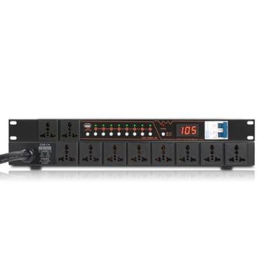 Imagem de XUTGA Condicionador de potência de 10 saídas para equipamentos de áudio 6000W com disjuntor de ar, condicionador de sequenciador de energia, suporte em rack, visor LCD 110-220V com USB, protetor