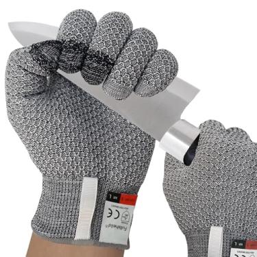 Imagem de 4 luvas resistentes a cortes nível 5 de proteção para cozinha, luvas anticorte de grau alimentício com tela sensível ao toque para corte de carne, fatiar bandolim, duráveis, respiráveis, laváveis na