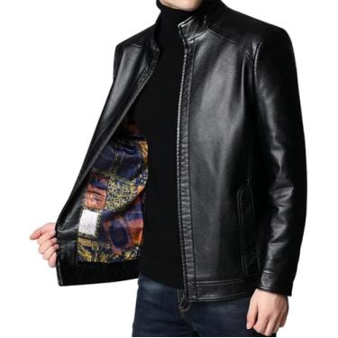 Imagem de Jaquetas De Couro Real Para Homens, Jaqueta De Couro De Primavera E Outono, Jaqueta De Outono Para Homens, Jaqueta De Couro De Meia-idade, Black, L