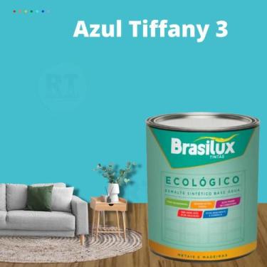 Imagem de Esmalte Sintético Brasilux Base Água Ecologico Cor Tiffany 800ML Brilh