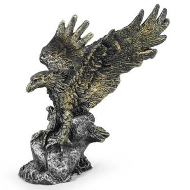 Imagem de Águia Estatua Rocha Decoração Resina Poder Força Escultura - M3 Decora