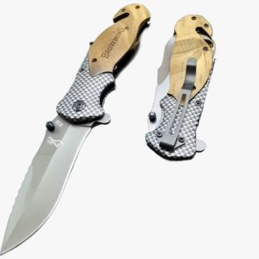 Imagem de Canivete Tático Dobrável X50 – Lâmina em Aço Inox, Cabo Madeira + Metal, Compacto e Resistente