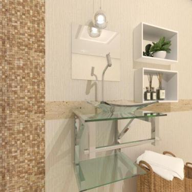 Imagem de Gabinete Vidro Para Banheiro 40Cm Inox Incolor Com Torneira - Cubas E 