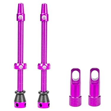 Imagem de OFFBONDAGE Hastes de válvula sem câmara de ar 45/65/85 mm, kit de haste de válvula Presta de liga super leve com ferramenta de remoção de núcleo de válvula, serve na maioria dos aros MTB de estrada