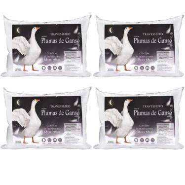 Imagem de Kit 4 Travesseiros Toque de Plumas de Ganso Confort - Charme do Lar