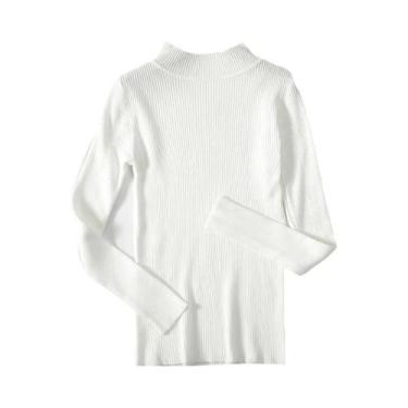 Imagem de Suéter Feminino De Cashmere Com Gola Alta, Básico, Sólido, Casual Para