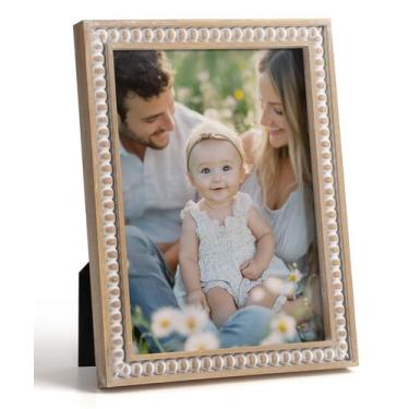 Imagem de Porta-retratos Maxpeuvon 5x7, suporte de parede em madeira de pinho na