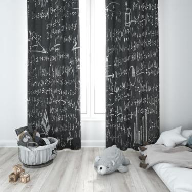 Imagem de Cortina Tecido Oxford Quarto Infantil Quadro Negro Matemática - 140x22