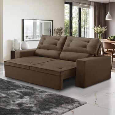 Imagem de Sofá Retrátil e Reclinável 3 lugares com Molas 1,80m Lana Suede Marrom