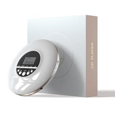 Imagem de Leitor de CD portátil QUALORI Leitor de CD com fones de ouvido branco