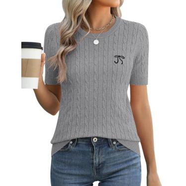 Imagem de Suéter feminino Micoson Bow bordado, tricotado, cinza, XL