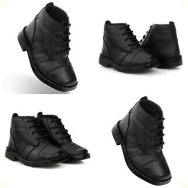 Imagem de Botina Infantil Couro Preto De Amarrar Vários Tamanhos do 20 ao 32-Masculino